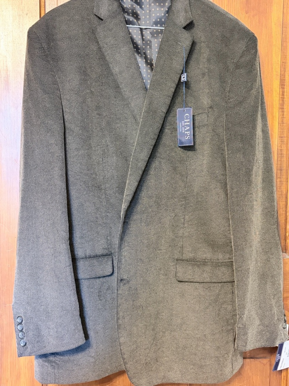 Chaps Men's Gray Blazer Sport Coat with Brown Elbow Patches